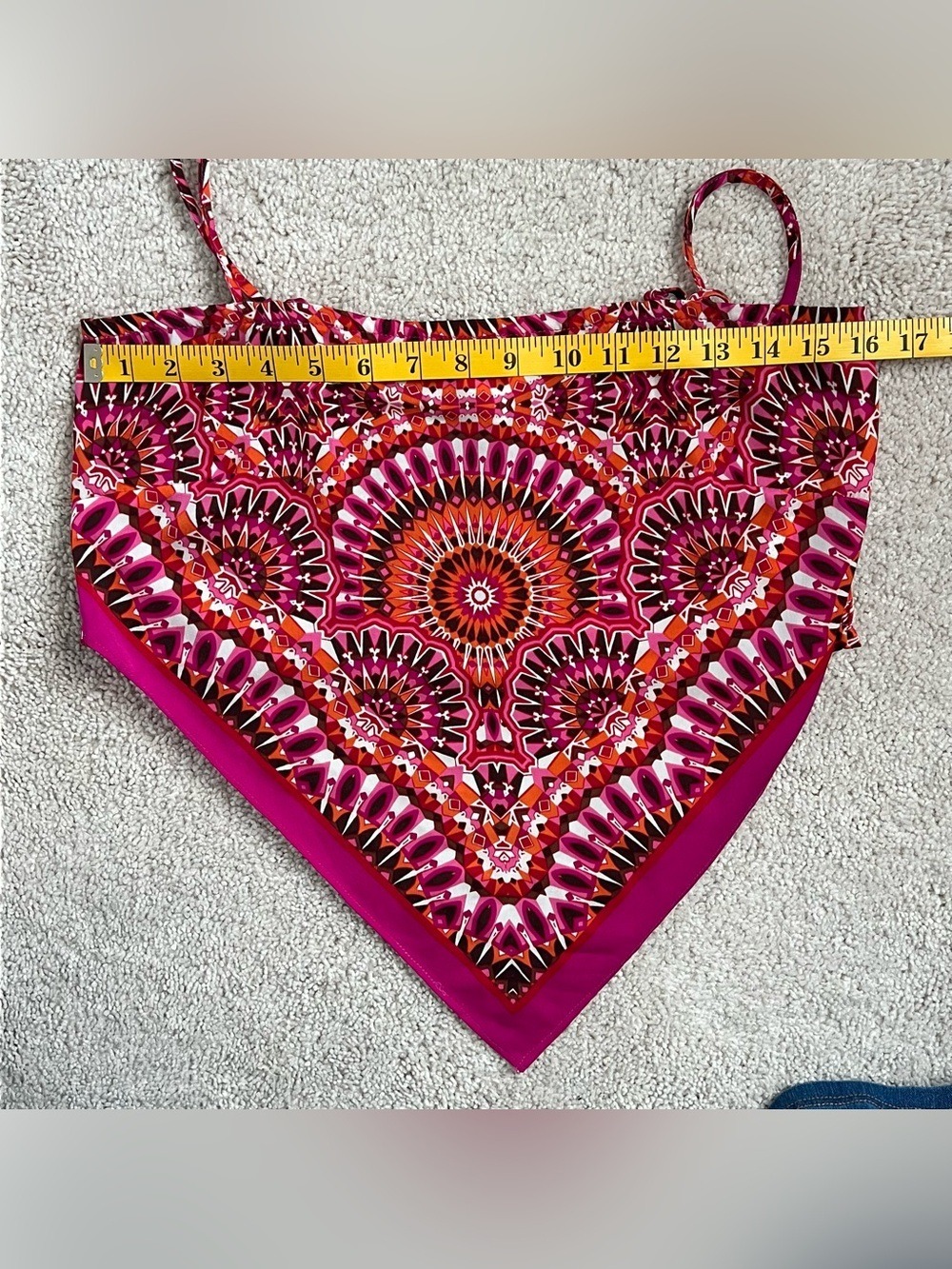 Rose & Olive S Pink and Orange Boho Handkerchief Hem Cami Top - Picture 3 of 6